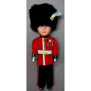 Vintage British Royal Guard Souvenir Doll 6.5 Inch Red Uniform Sleep Eye